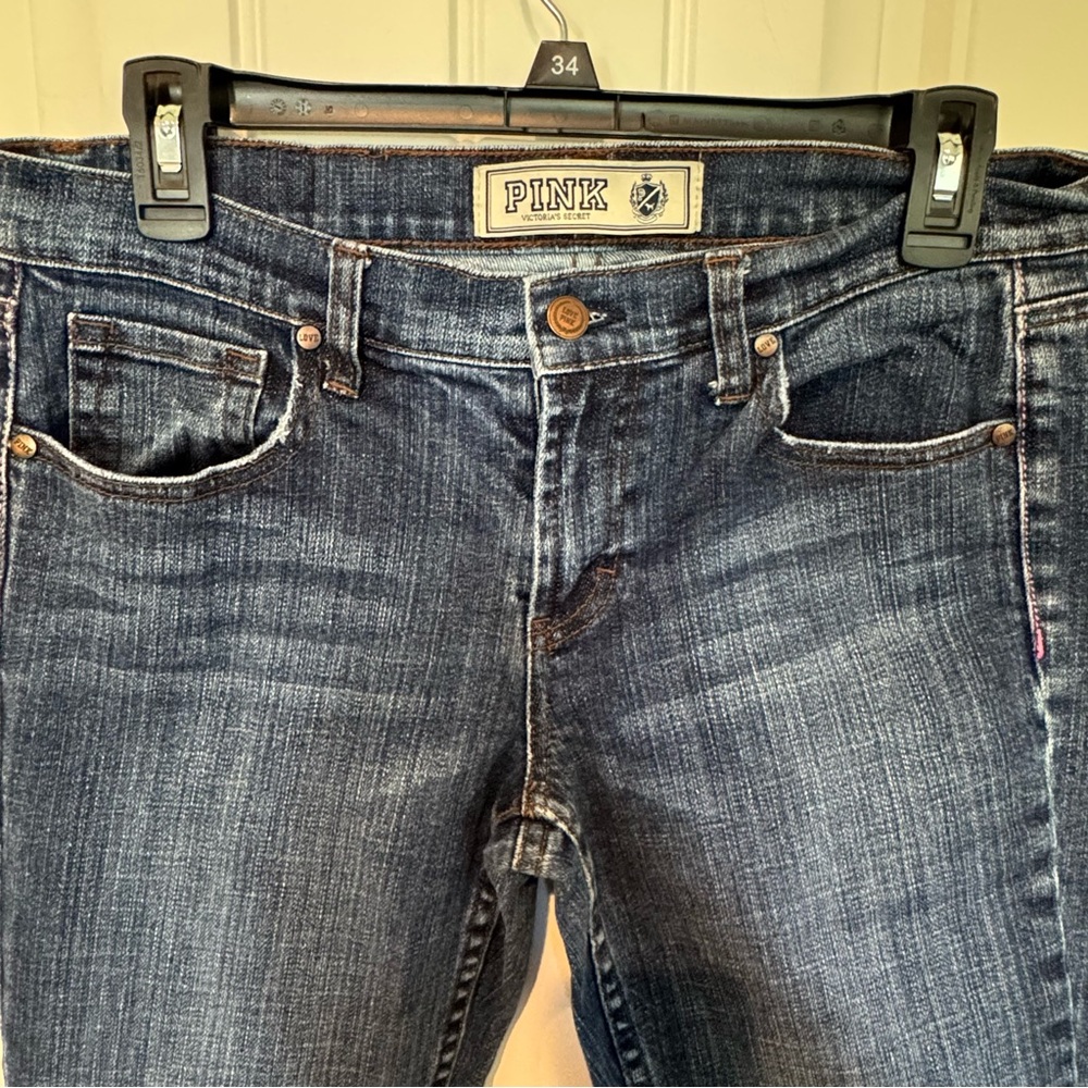 PINK Victoria's Secret Blue Skinny Jeans with Distressed Details